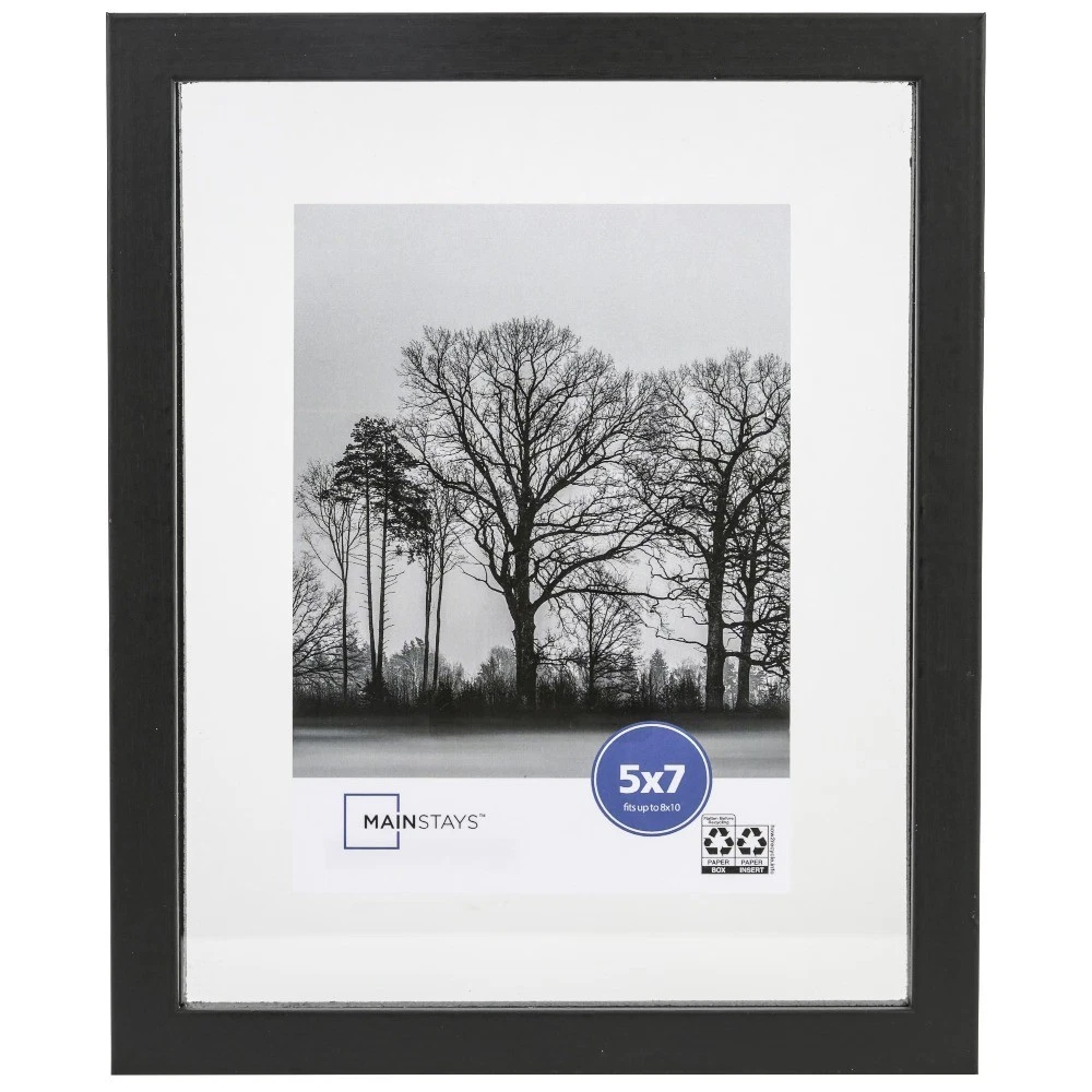 Linear Float Picture Frame, Black, 8 x 10, Matted for 5 x 7 Photo