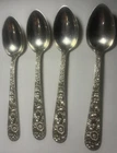 S. Kirk & Son REPOUSSE STERLING 4pcs Teaspoons