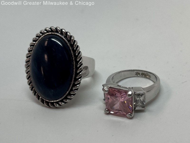 Lia Sophia Silver Tone Rhinestone & Faux Stone Statement Ring Lot 24.2g