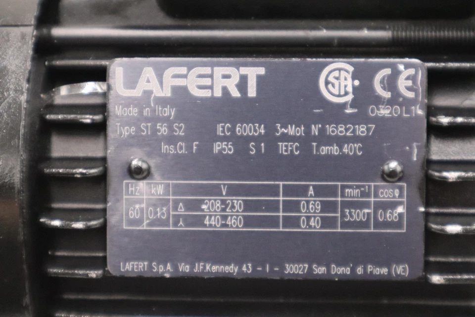 NEW OPEN BOX LAFERT ST56S2 0.18HP Electric Motor H432 - Image 2 of 3