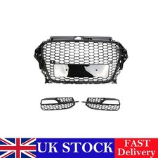 For Audi A3 S-line/S3 8V (13-16) Gloss Black Honeycomb Grille & Fog lights
