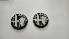 2 x Alfa Romeo Emblem 74mm 147 156 159 166 GT Schwarz
