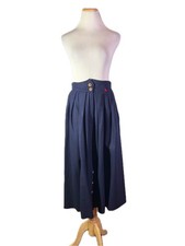 Vintage 80s Admont Size 38 Navy Blue Felt Wool Trachten Skirt