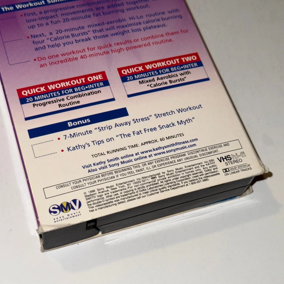 Kathy Smith TimeSaver Cardio Fat Burner VHS Workout 1998 Fitness Video Foto 4 de 4