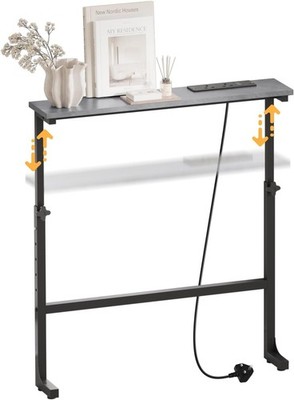 Schmaler Konsolentisch, 75 cm höhenverstellbar hinter Sofatisch mit Ladestation