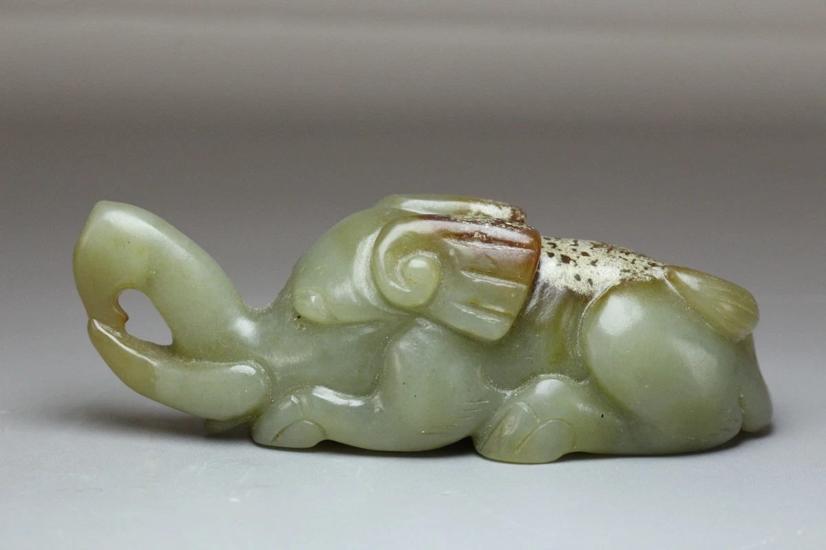 古董原始玉石古董中国大象雕像、雕像| eBay