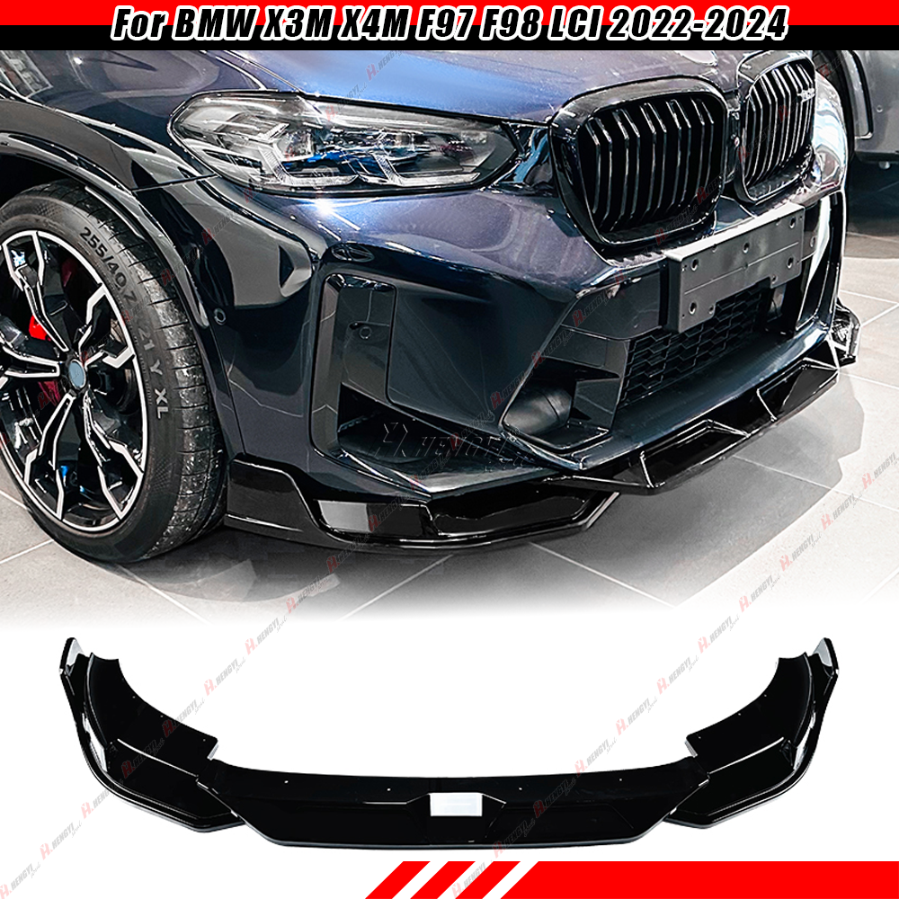 ムンオートボディー For BMW X3M X4M F97 F98 LCI 2022-2024 Gloss Black Front Bumper Lip