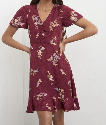 New Anthropologie Maeve Dress Women s Size 0 Floral Zip V Neck  Bohemian Cóctel