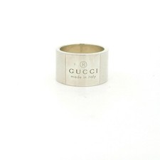 Gucci Sterling Silver Trademark Wide Band Ribbed Ring - Size 6.5 C31035310 