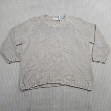 White Stag Sweater Womens XL Beige Knit Pullover Crewneck Acrylic Blend Casual