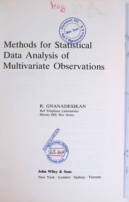 Methods for Statistical Data Analysis of Multivariate Observations. Wiley Series