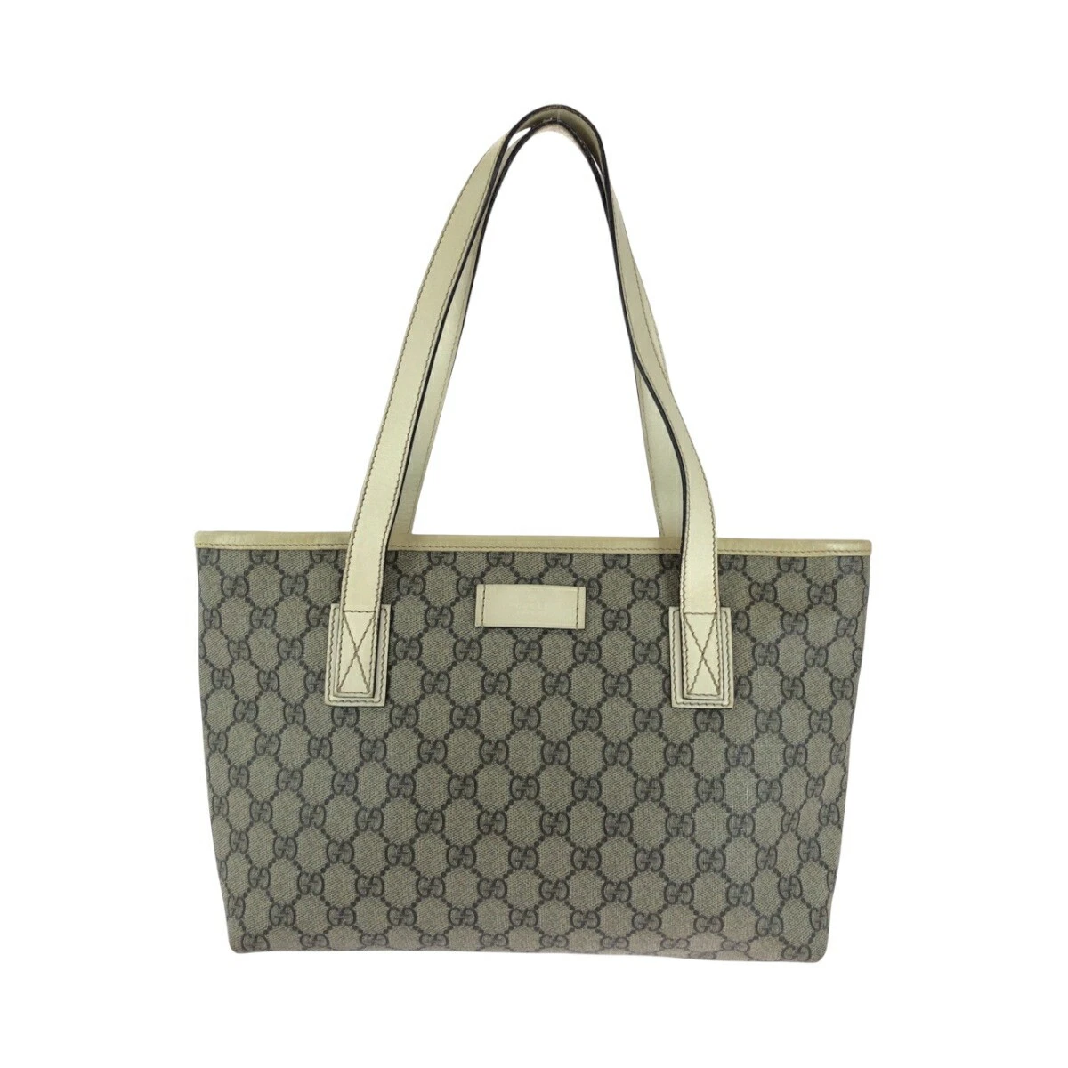 Sac fourre tout GUCCI beige ivoire métal argenté GG Supreme toile 211138 Shou