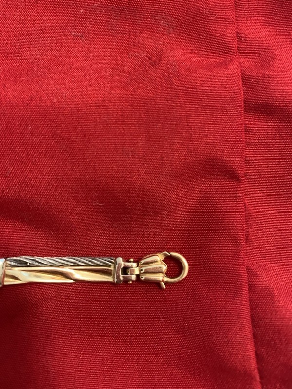 Two-Tone Silver & Gold Watch Chain Fob, Watch Chain Style with Ring Clasp