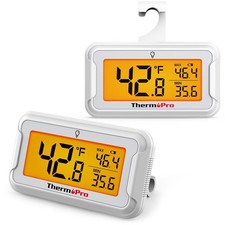 2-Pack Waterproof Refrigerator Thermometer with Backlit LCD Display Max/Min...