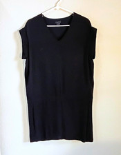Theory Little Black Silk Dress Size 8 Art Deco Flapper Style Drop Waist Pockets