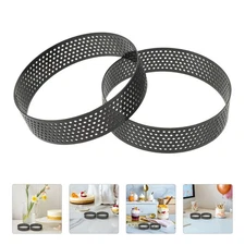  10PCS Stainless Steel Tart Ring 3.14 Inch Heat-Resistant Perforated Cake Mousse