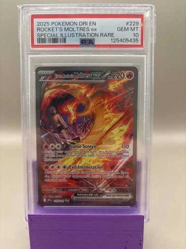 PSA 10 GEM Mint - Rocket's Moltres #229 Pokémon Destined Rivals, Graded