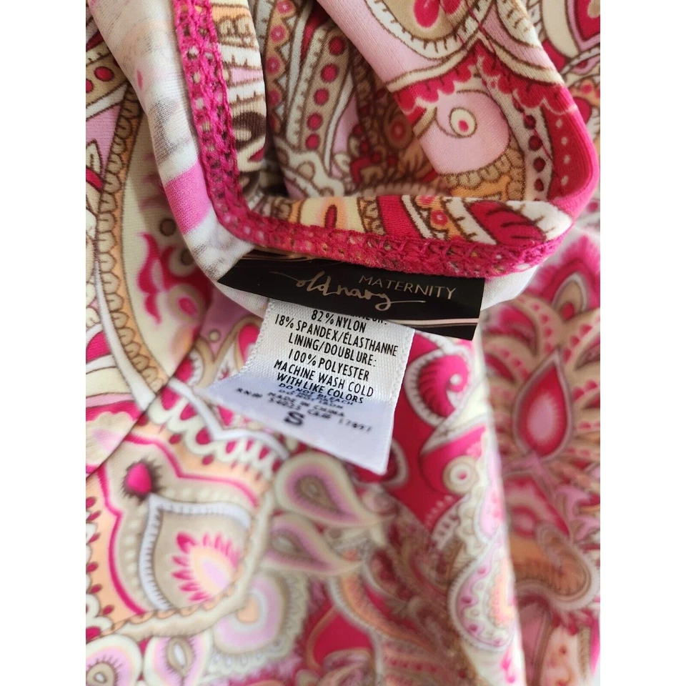 Old Navy Maternity Womens Sz S Tankini Swimsuit Top Pink Paisley - Image 3 of 3