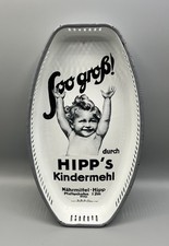 Antyczna miska emaliowana HIPP Emaliowana reklama Stary antyczny Hipp's Kosz na mąkę dla dzieci