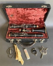 Vintage Antique Elkhart Cavalier Wood Clarinet With Case Bb