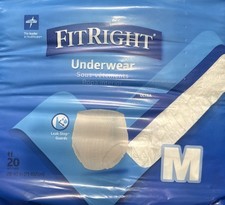 Medline Fitright Ultra Protective Underwear, Medium, 28" To 40" Waist, QTY 20