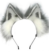 Handmade Grey Wolf Ears Headband,Animal Ears Headbands, Wolf Fox Ears, Costume H