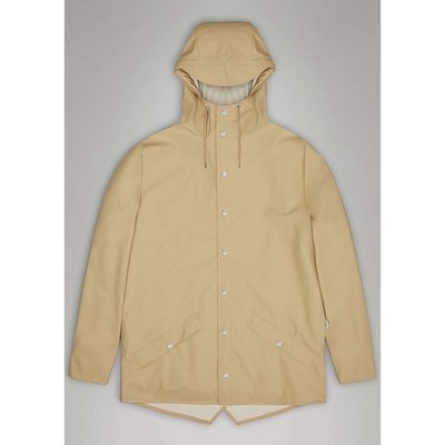 RAINS Unisex Jacket W3 12010 Sand Waterproof Raincoat Hooded Size Large