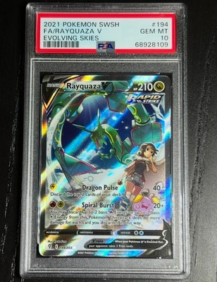 PSA 10 GEM MINT Rayquaza V 194/203 Alternate Art Evolving Skies