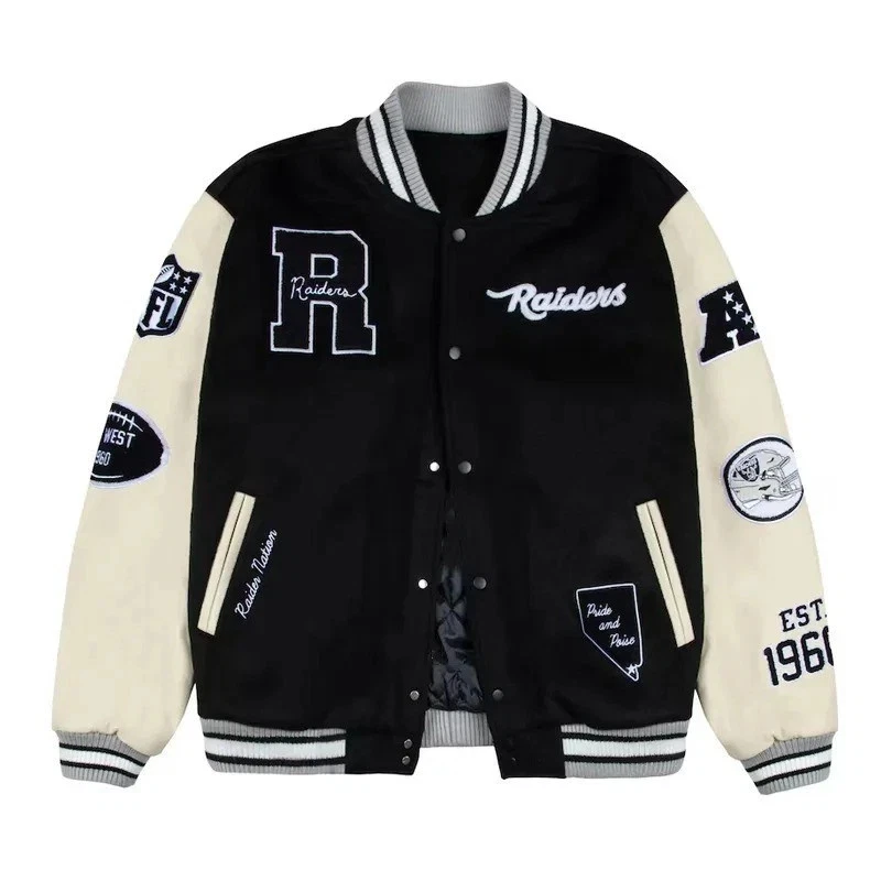 Men's Las Vegas Football Golf Wang Black White Varsity Jacket , Not Leather, Not Satin