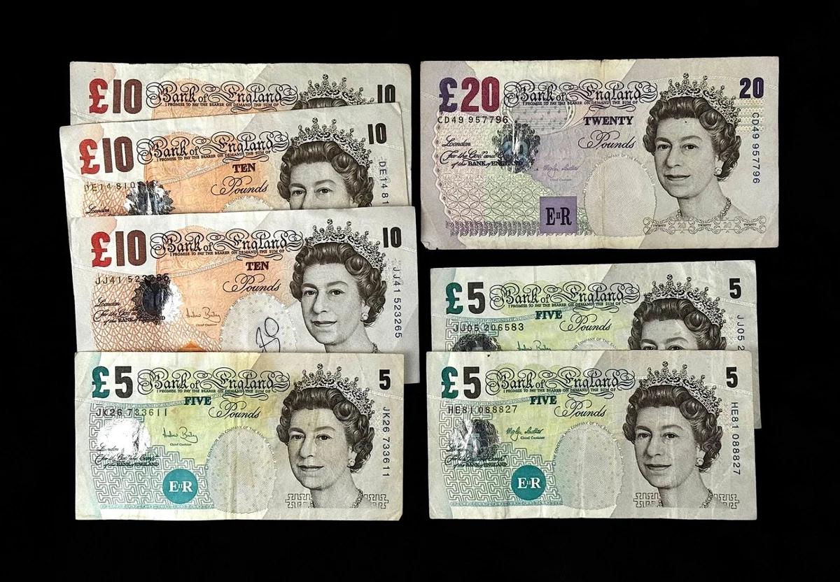 イギリス旧紙幣セット 計£105（£10×9 £5×3） イギリス旧紙幣セット 計