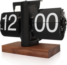 Orologio Da Tavolo a Fogli Mobili, Flip Clock Vintage in PVC E Noce Nero, Displa