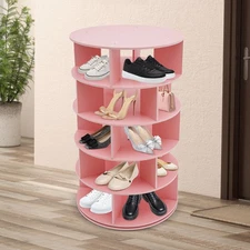 5-Tier Rotating Shoe Rack Tower 360° Shoe Organizer Entryway Shoe Rack Storage