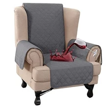  100% Waterproof Cover Wing Armchair Slipcovers Chair Couch Wing Chair Grey