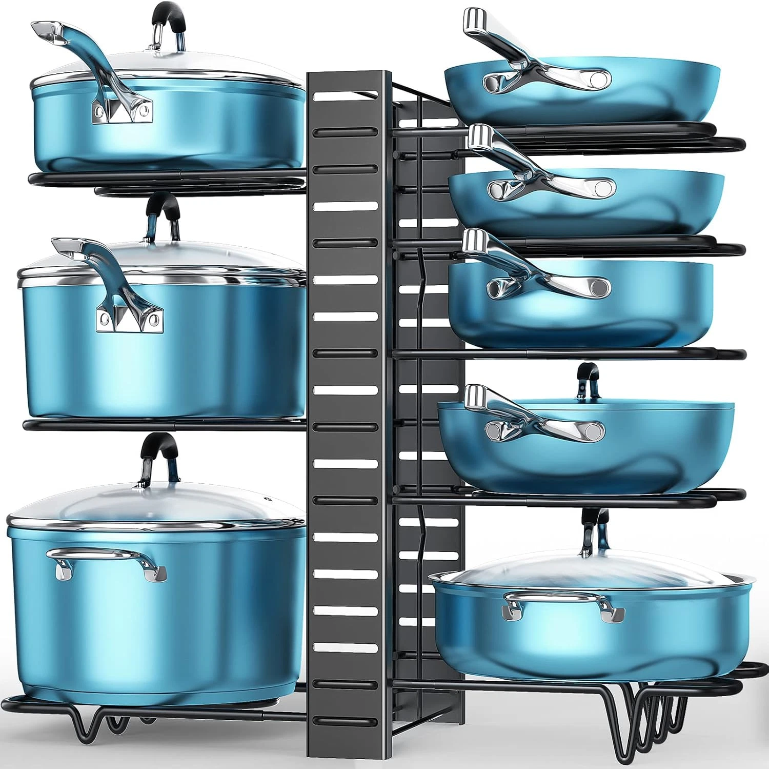 Pots and Pans Organizer for Cabinet 16.61 Height, 8 Tier Pot Organizers Rack wit