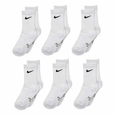 Nike Kids Dri-FIT Crew Socks 6-Pairs White XS Youth 10C-3Y UN0019-001 NEW
