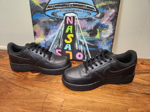 Nike Air Force 1 Preschool Sneakers Kids Size 1Y Triple Black Leather 314193-009 - Bild 2 von 6