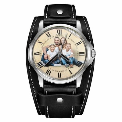 Custom Gothic Punk Style breite Manschette Armbanduhr Vater Sohn sein Geschenk