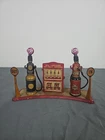 Vintage 1920s Marx Tin Litho Gas Station Island Twin Gas Pump Motor Oil Toy 3V