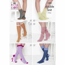 KING COLE 5485 Womens  Mens Childrens  Socks  KNITTING PATTERN DK Yarn  5 Sizes