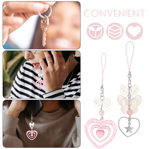2 Pcs Love Bow Mobile Phone Chain Cute Accessories Charms Aesthetic - 第 8/12 張圖片