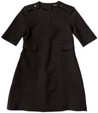 Woman Dress Black By Zara Size 5 Made In Portugal Zipper Short Sleeve Above Knee