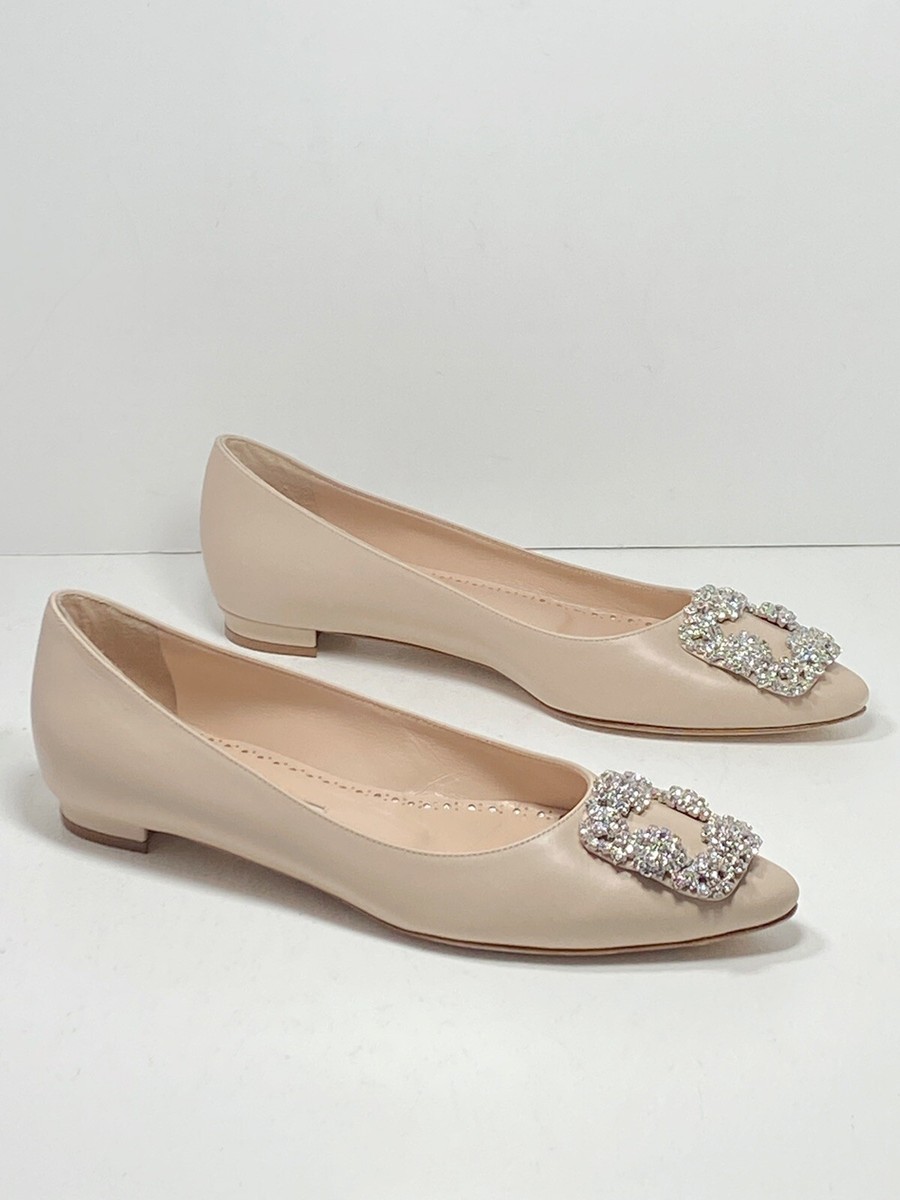 Manolo Blahnik Hangisi 25 Embellished Leather Flats size 36.5 | eBay