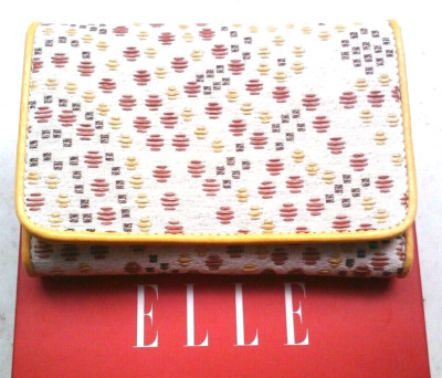 ELLE DAMEN GELDBÖRSE STOFF GEMUSTERT PUNKTE INNEN LEDER GELB NEU WALLET