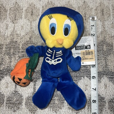 Warner Bros. Studio Store Tweety Skeleton Bean Bag Vintage NEW w/Tags 8in Plush