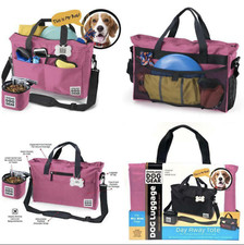 DOG OR CAT LUGGAGE Day Away Tote for Pets Travel Bag Pink 3 cup food bowl