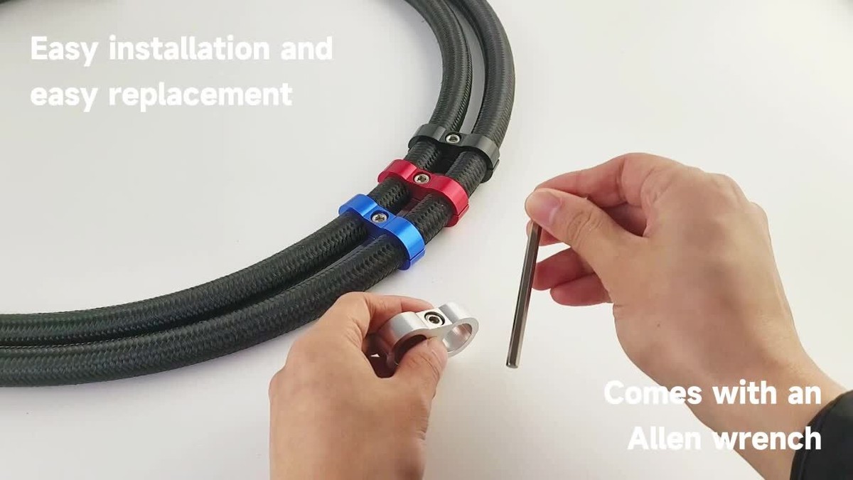 AN-6 (6AN) 13mm Silver Braided Hose Separator Clamp & Adapter Bracket - HFUK
