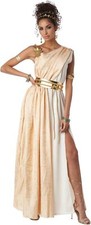 Golden Goddess Toga Greek Roman Lady Fancy Dress Up Halloween Adult Costume