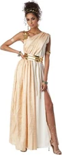 Golden Goddess Toga Greek Roman Lady Fancy Dress Up Halloween Adult Costume