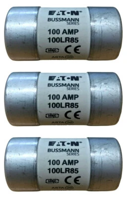3 x Eaton 100LR85 Bussmann House Service Cut Out Fuses - 100 Amp