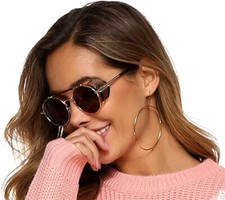 Retro Gothic Steampunk Sunglasses Black, Gold Polarized Metal Frame Glasses 6